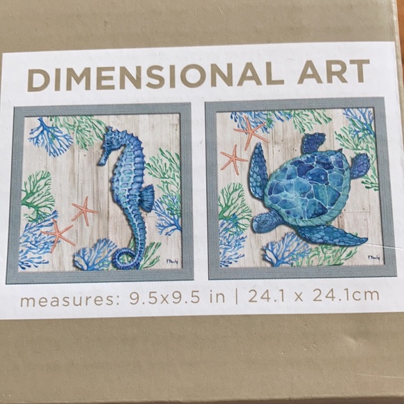 SOLD - Sea Turtle & Seahorse Framed Art - Picture 7 of 8